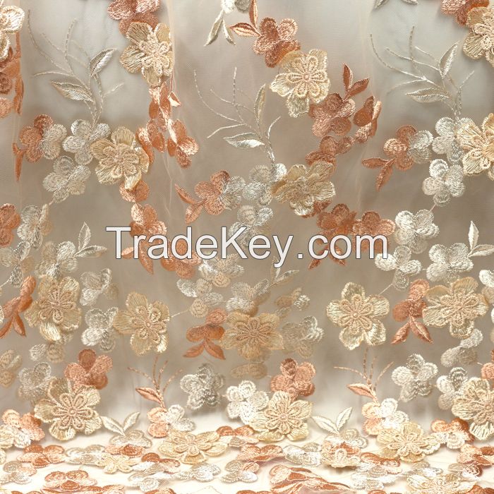 Orange tulle fabric - Tulle - lace fabric from