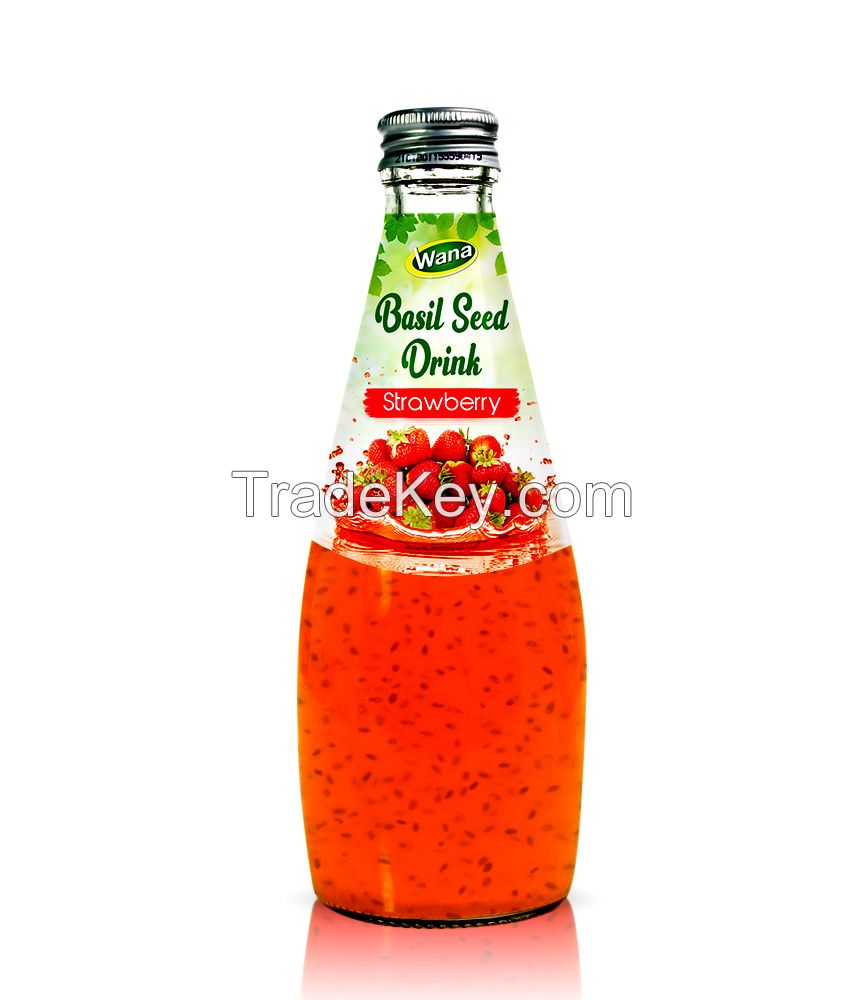 Basil Seed Drink with Fruit Flavor 290ml Glass Bottle