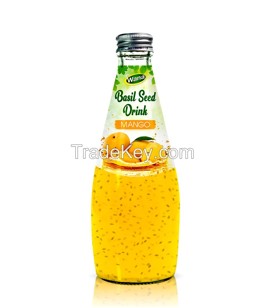 Basil Seed Drink with Fruit Flavor 290ml Glass Bottle