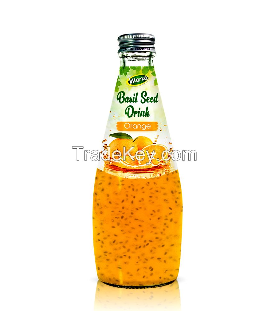 Basil Seed Drink with Fruit Flavor 290ml Glass Bottle