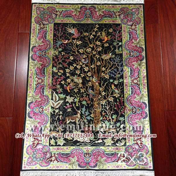 2x3 Small Persian Silk Rug Scenic Wall Hanging Tapestry