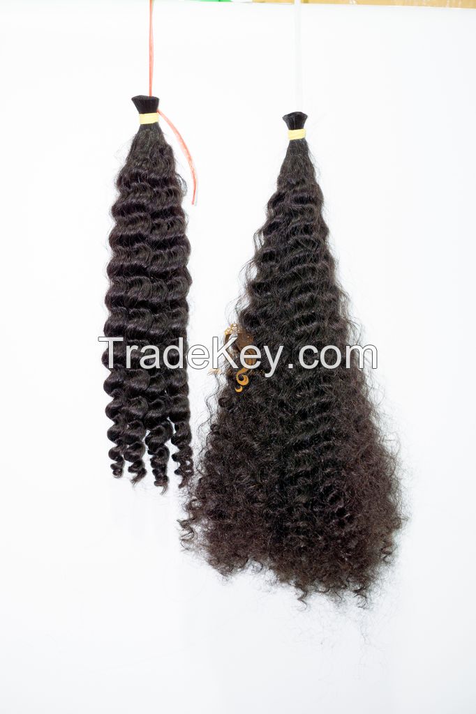 Double Drawn Bulk Hair_70cm_Curly_Natural Virgin Brazilian Hair