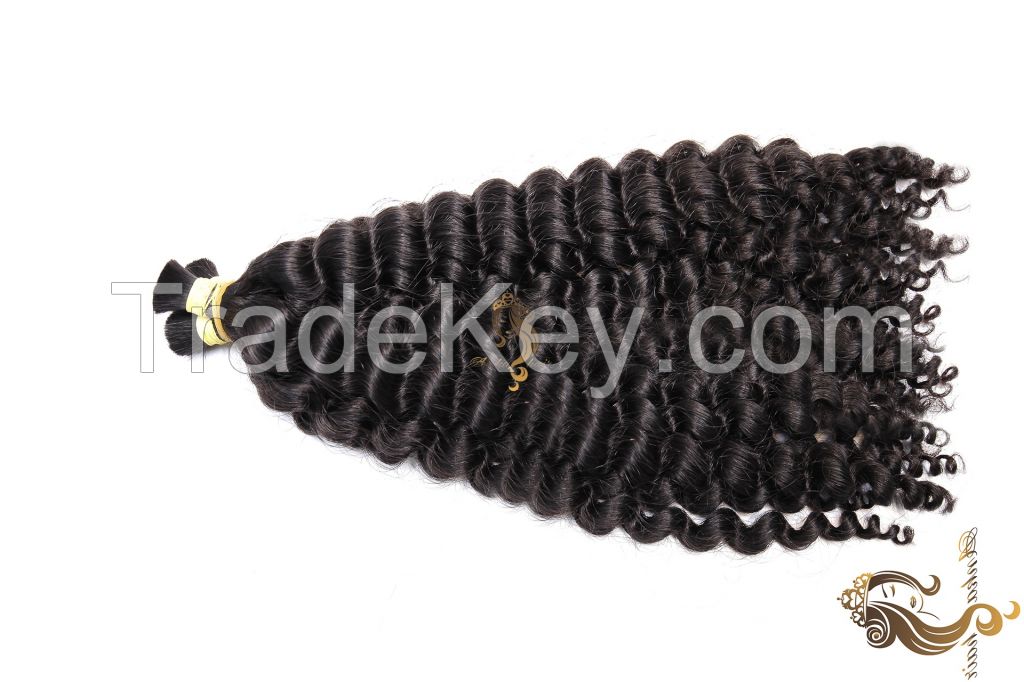 Double Drawn Bulk Hair_70cm_Curly_Natural Virgin Brazilian Hair