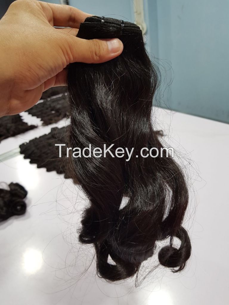 Double Drawn Machine Weft Hair_65cm_Wavy_Natural Virgin Brazilian Hair