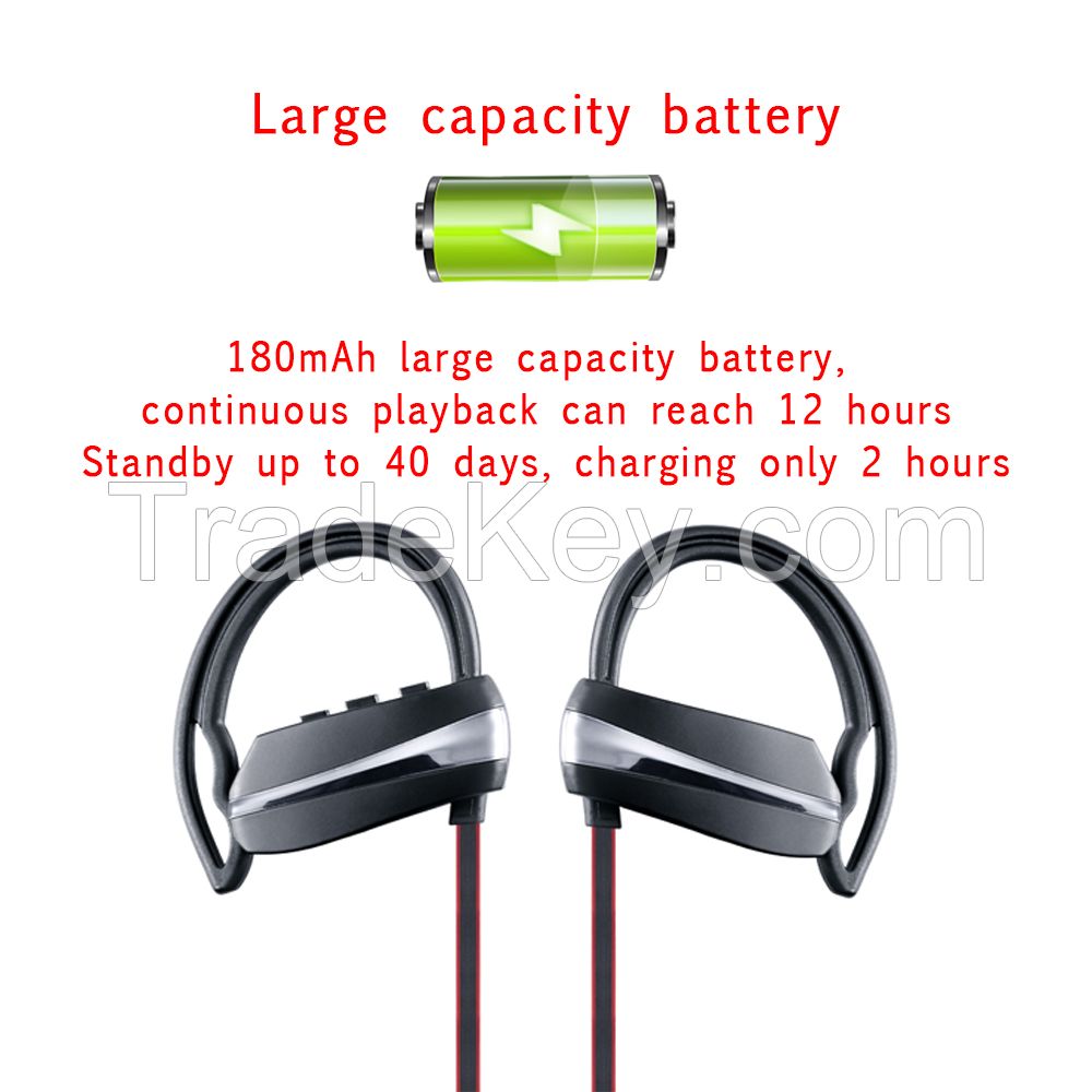 Sport Waterproof Bluetooth Stereo Earphone Wireless Headphone With Mic