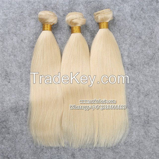 Tangle free! Hot selling and cheap 100% human blonde brazilian hair weft weaving