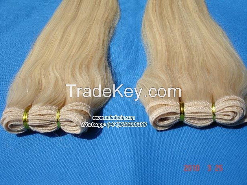 Tangle free! Hot selling and cheap 100% human blonde brazilian hair weft weaving