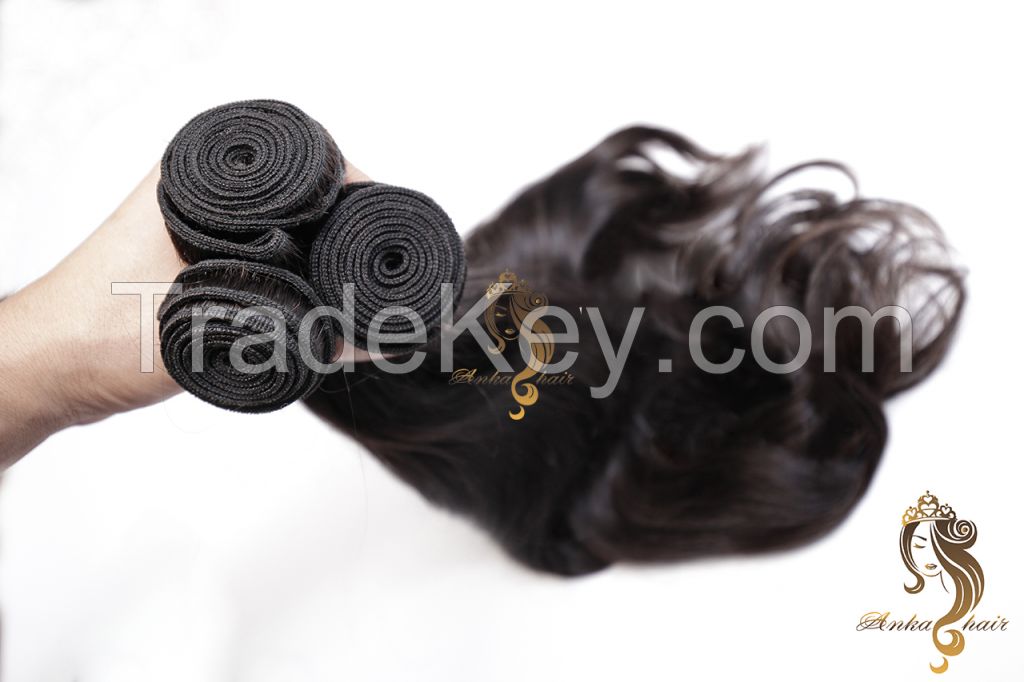 100% Natural Human Hair Extension Machine Weft, Wavy Hair