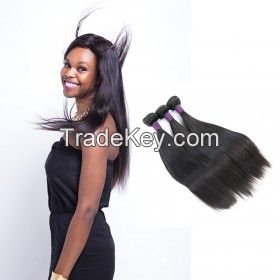 100% human virgin hairBrazilian Straight Hair Weave 3 Bundles