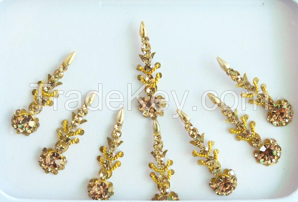 Indian Gold Bridal Forehead Festival Face Bindi Stickers pack