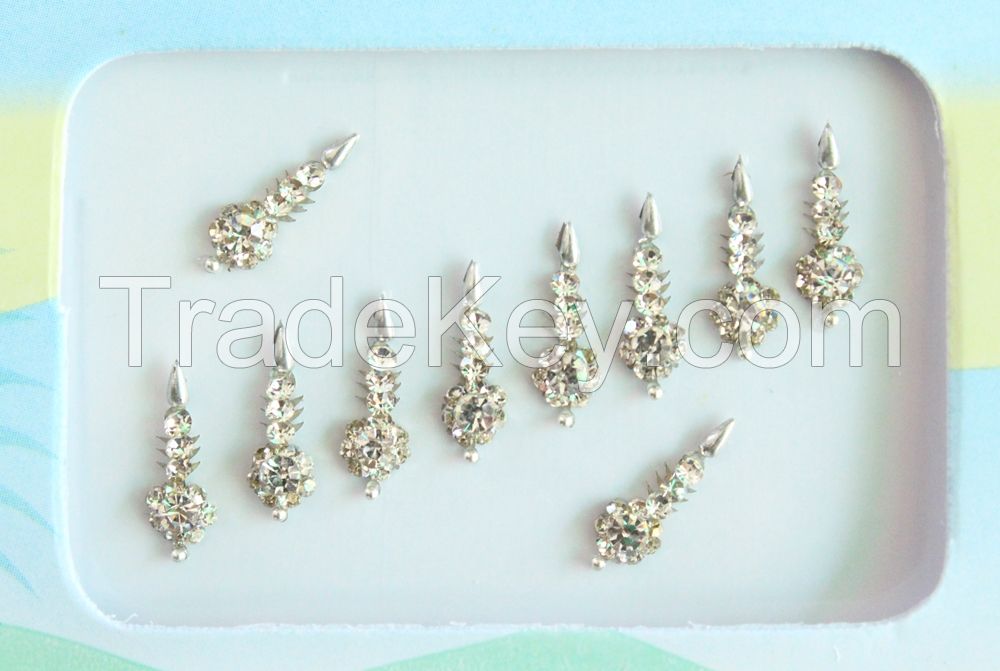 Indian Silver Bridal Forehead Festival Face Bindi Stickers pack