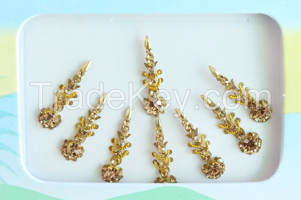 Indian Gold Bridal Forehead Festival Face Bindi Stickers pack