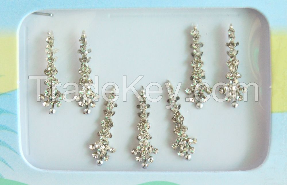 Indian Silver Bridal Forehead Festival Face Bindi Stickers pack