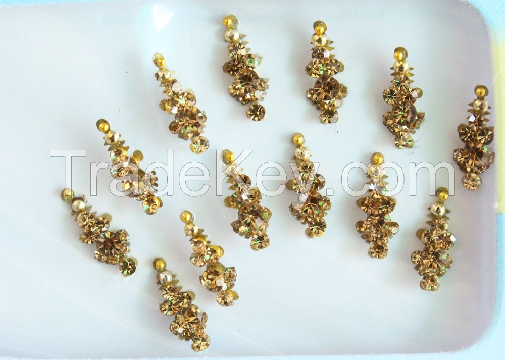 Indian Gold Bridal Forehead Festival Face Bindi Stickers pack