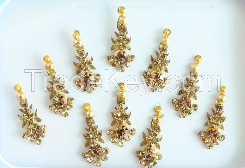 Indian Gold Bridal Forehead Festival Face Bindi Stickers pack