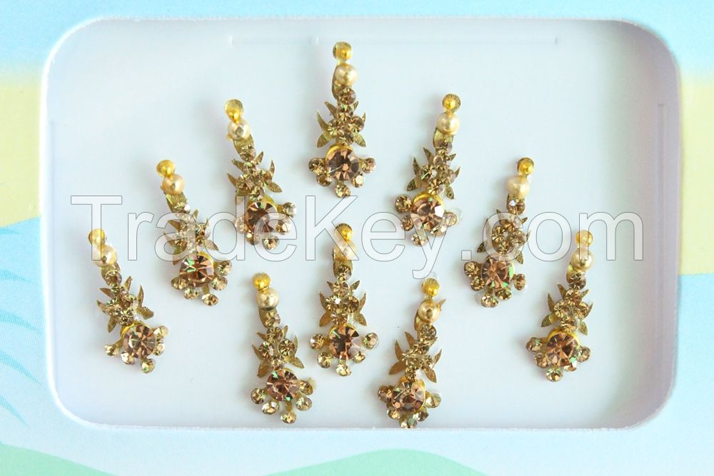 Indian Gold Bridal Forehead Festival Face Bindi Stickers pack
