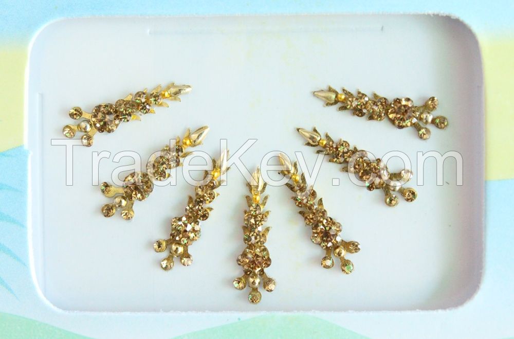 Indian Gold Bridal Forehead Festival Face Bindi Stickers pack