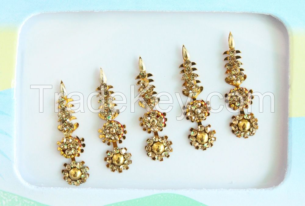 Indian Gold Bridal Forehead Festival Face Bindi Stickers pack