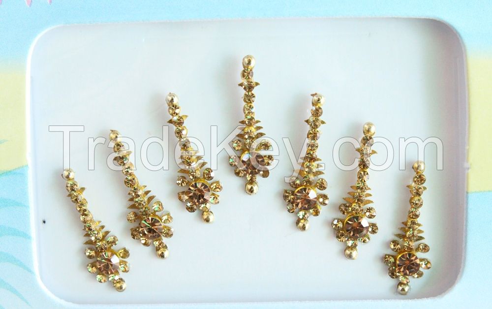 Indian Gold Bridal Forehead Festival Face Bindi Stickers pack