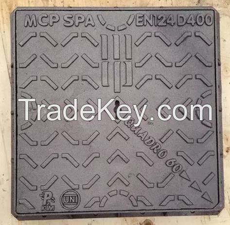 Cast ductile iron square manhole cover