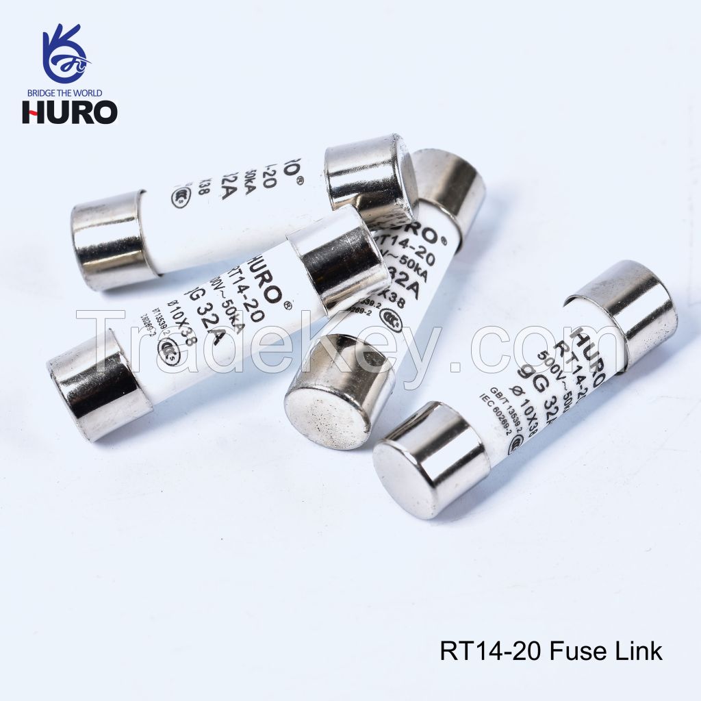 Low Voltage Cylindrical 10x38 R014 rt14-20 fuse with Double Cap