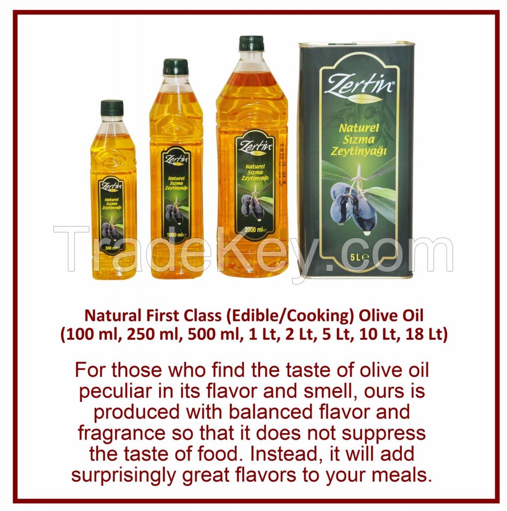 Natural First Class (edible/ cooking) Olive Oil . (100 ml , 250 ml , 500 ml , 1 Lt, 2 Lt ,5Lt , 10 Lt , 18 Lt )