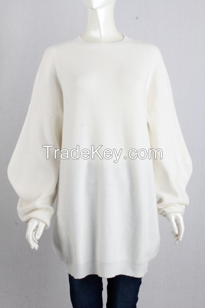 M71026  Oversized Bubble Sleeve Crewneck Women Pullover