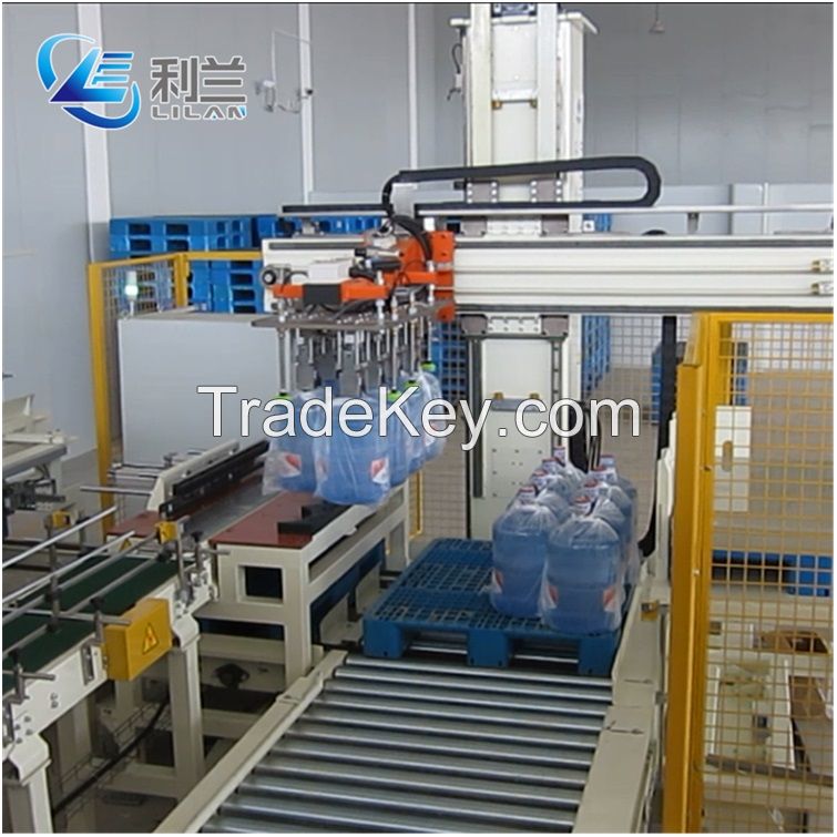 Fully Automatic single column palletizer machine for stacking big bottles and 5 gallon bottles