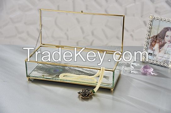 Simple style Glass and Metal Jewelry Box