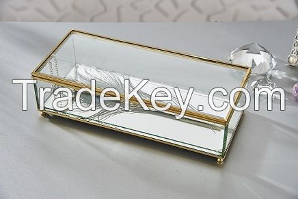 Simple style Glass and Metal Jewelry Box