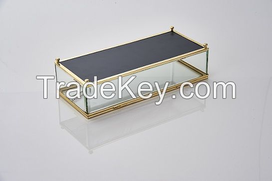 Simple style Glass and Metal Jewelry Box