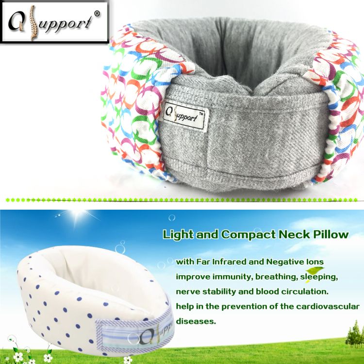Premium Travel Neck Pillow Super Soft Natural Latex with Washable Cover by Qsupport