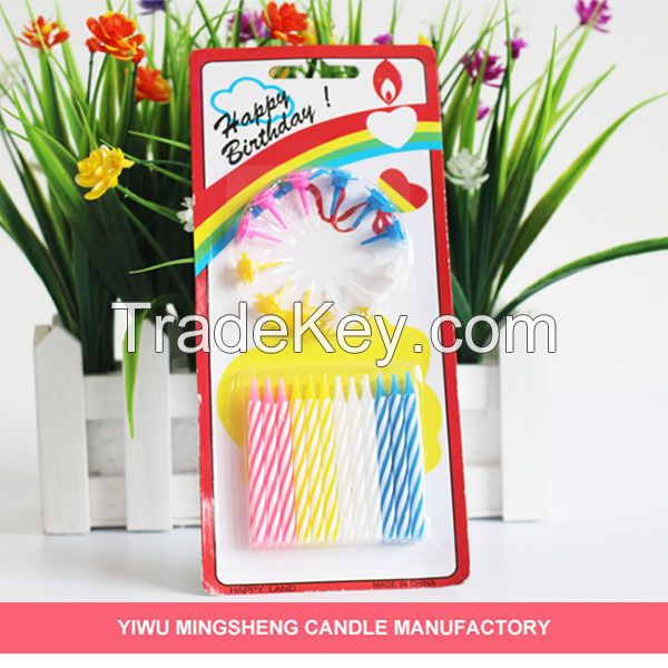 Wholesale 24pcs spiral fancy birthday candle with holders