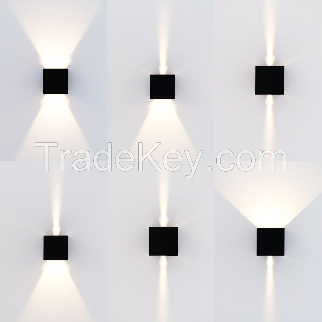Up down lighting 2*3W aluminum cube outdoor led wall lights