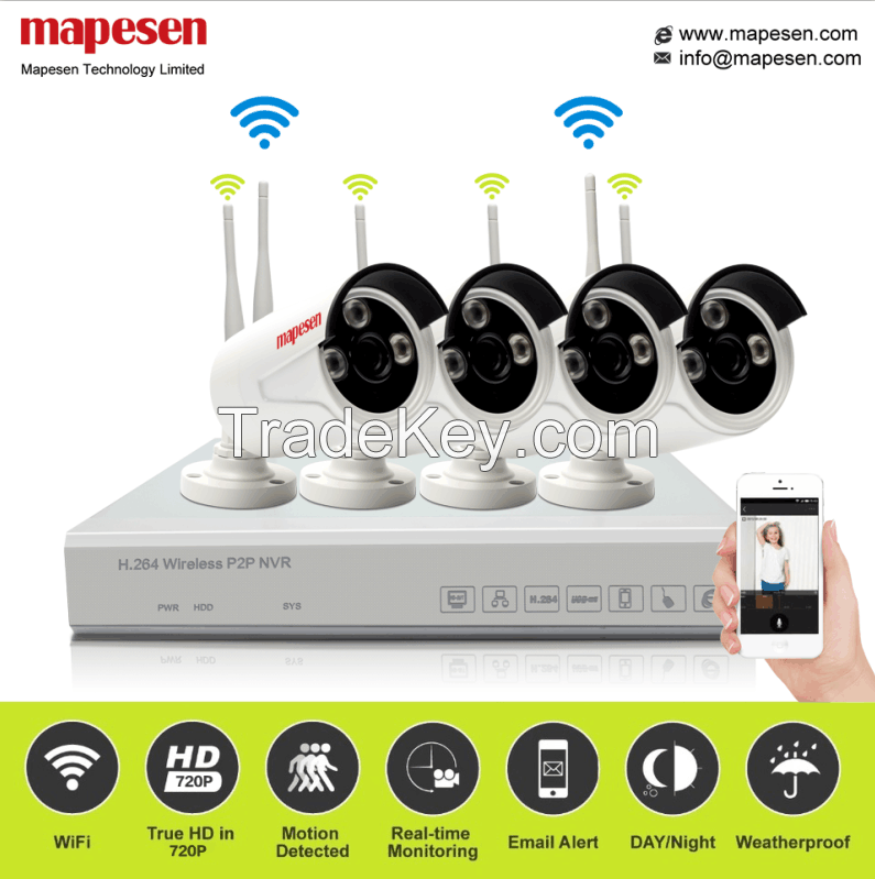 Mapesen 4CH Wireless HD 1080P 2.0MP WIFI NVR KIT