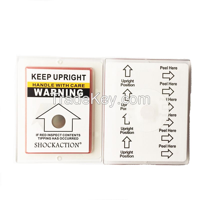 single use self adhesive tilt label for fragile objects