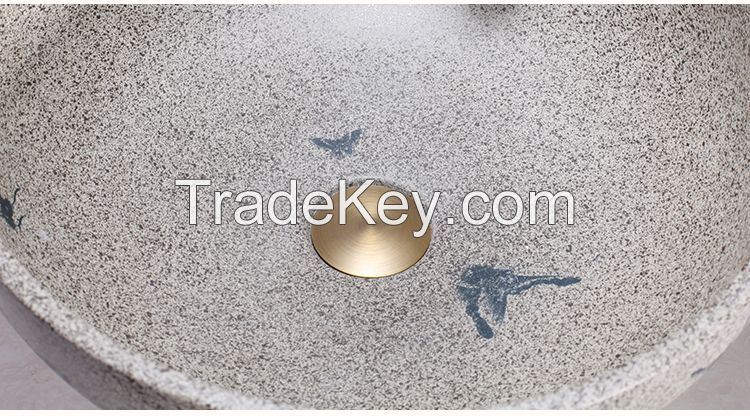 Jingdezhen Gucheng European Style Handmade Luxury Artistic Sanitary Ware Small Round Bathroom Ceramic Vessel Sink
