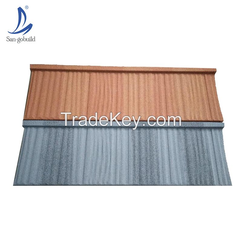 Hot sale in Nigeria market heat resistant shingle materials stone coated metal roof sheets roman style roofing tiles