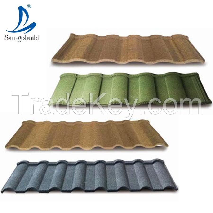 Hot sale in Nigeria market heat resistant shingle materials stone coated metal roof sheets roman style roofing tiles