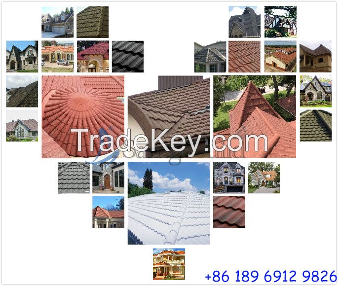 Hot sale in Nigeria market heat resistant shingle materials stone coated metal roof sheets makuti grained roofing tiles