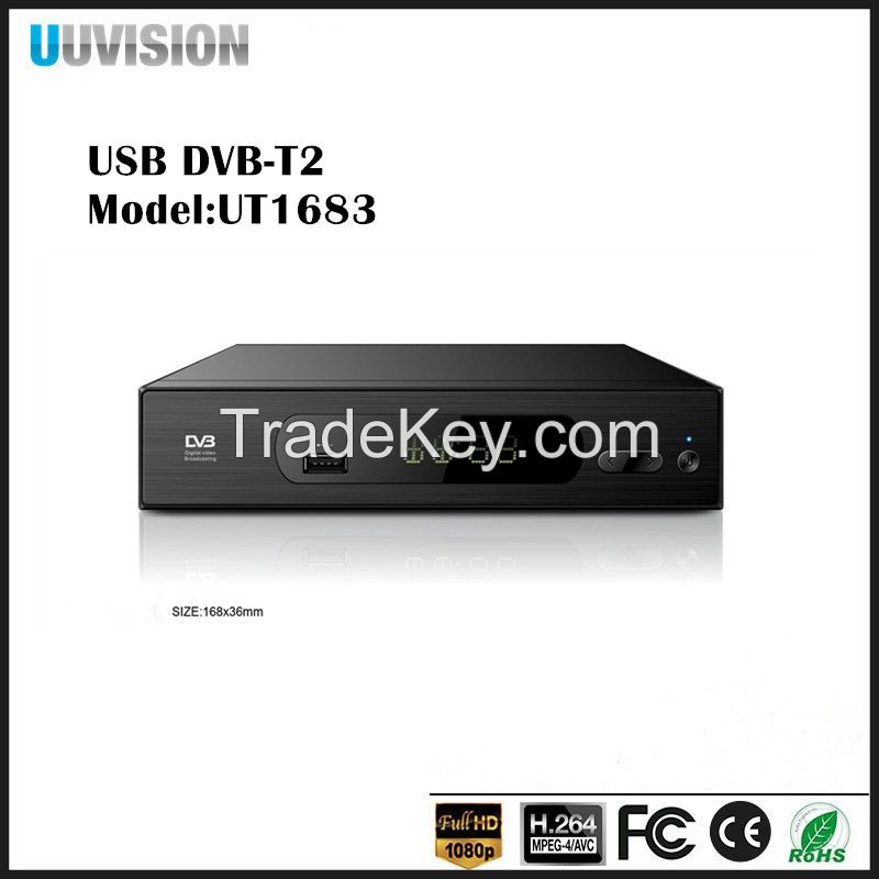 UUvision H.264 / MPEG-2/4 Set-top Box 1080P K2 Full HD DVB-T2 Digital Terrestrial TV Receiver Compatible with DVB-T for TV HDTV