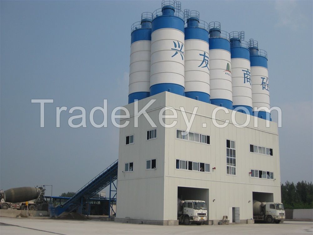 600m3 Fixed Type HZS60 Concrete Batching Mixing Plant