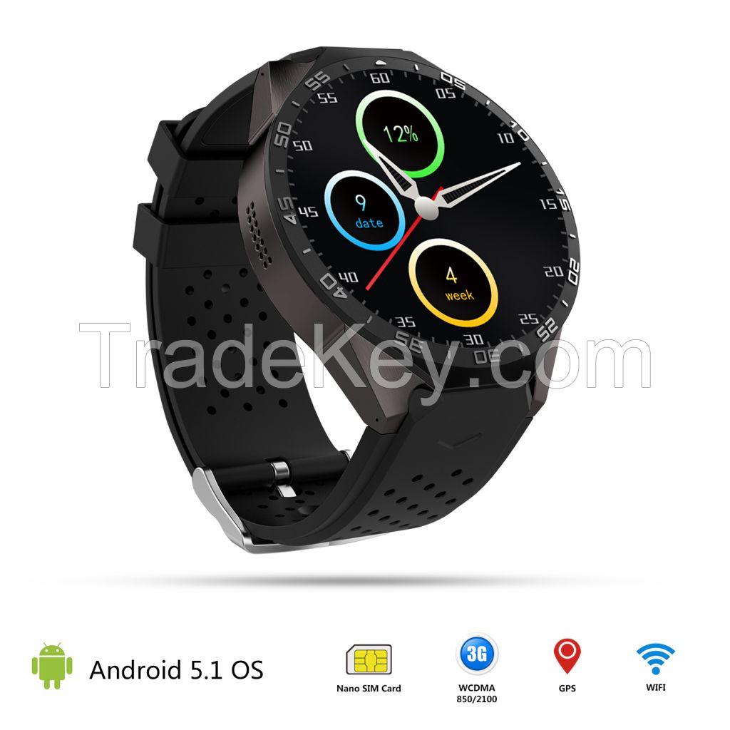 KINGWEAR KW88 Smart Watch Android 5.1 1.39 inch Amoled Screen MTK6580 Quad Core 1.39GHz 512MB RAM 4GB ROM GPS Gravity Sensor Pedometer Bluetooth 4.0