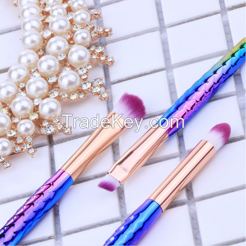 Mermaid Makeup Brushes 7PCS Make Up Foundation Eyebrow Eyeliner Blush Cosmetic Concealer Brush