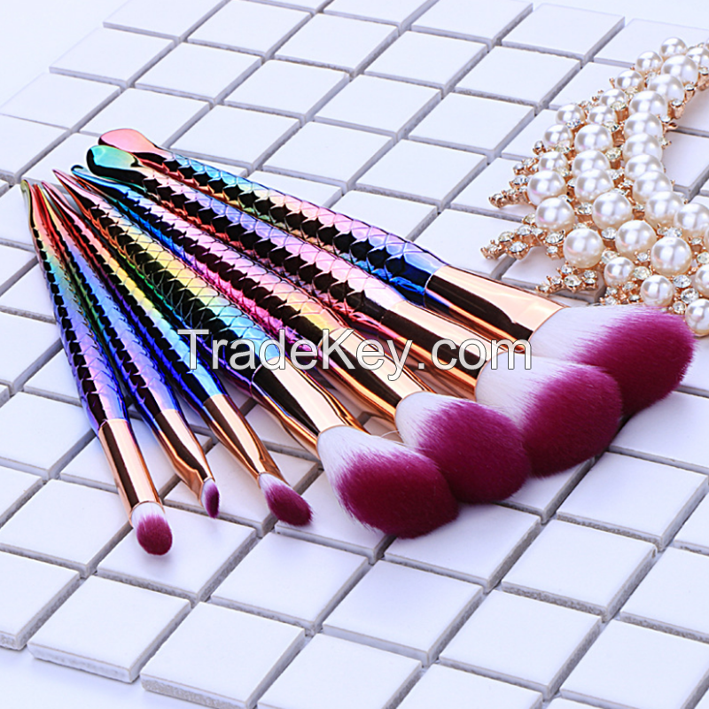 Mermaid Makeup Brushes 7PCS Make Up Foundation Eyebrow Eyeliner Blush Cosmetic Concealer Brush