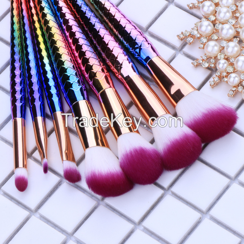 Mermaid Makeup Brushes 7PCS Make Up Foundation Eyebrow Eyeliner Blush Cosmetic Concealer Brush