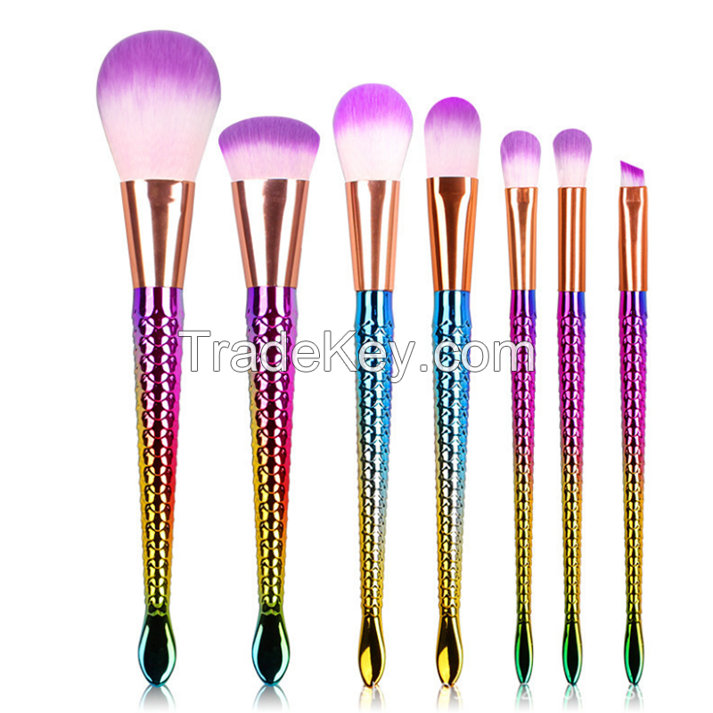 Mermaid Makeup Brushes 7PCS Make Up Foundation Eyebrow Eyeliner Blush Cosmetic Concealer Brush