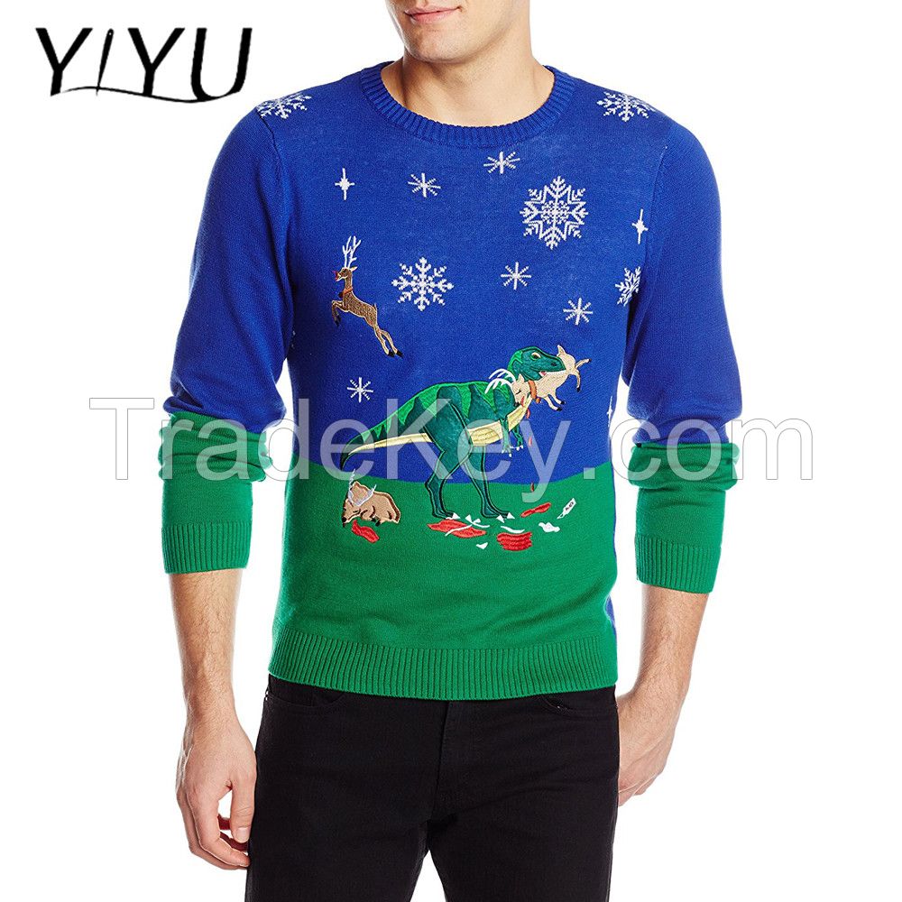 Custom Men's Dinosaur Reindeer Buffet Ugly Christmas Sweater