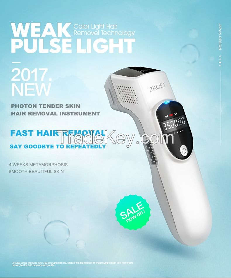 2017 free shipping 350000 times flashes Zkoee rejuvenation hair removal instrument home laser women's full-body depilates 