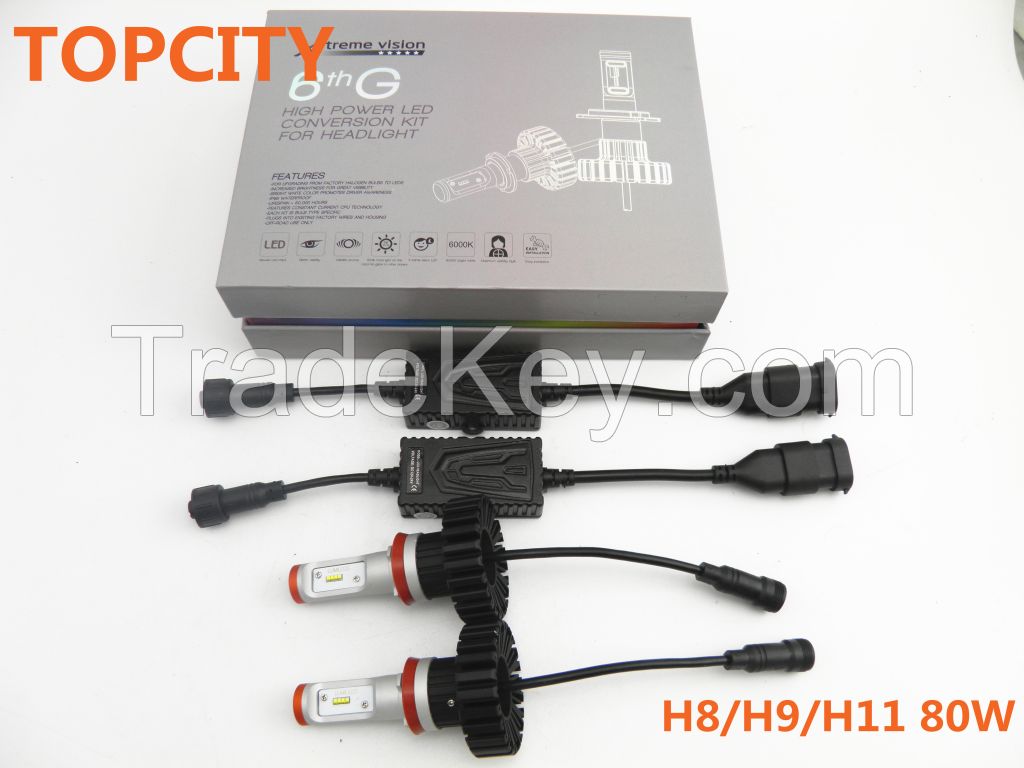 Automotive led lights highest quality lighting H8/H9/H11 80W headlight